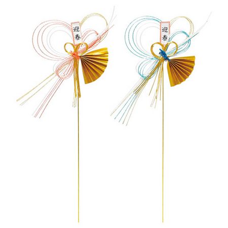 松村工芸/ミニ扇淡色迎春ピック (2シュx3ホン)/25-3313-0