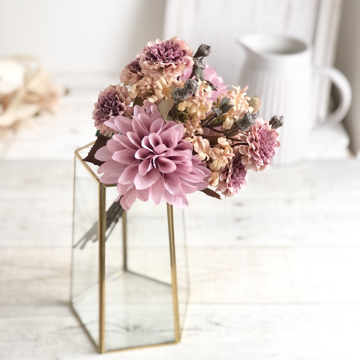 【造花】MAGIQ東京堂/フォンタナダリアブーケ モーブライラック #50 MV/LL/FM001184-050