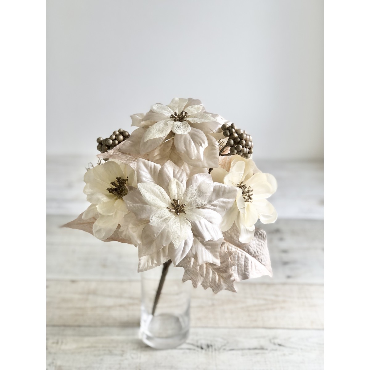 即日★【造花】MAGIQ東京堂/サラポインセチアブッシュ #50 CHAMPAGNE シャンパン/FX004680-050