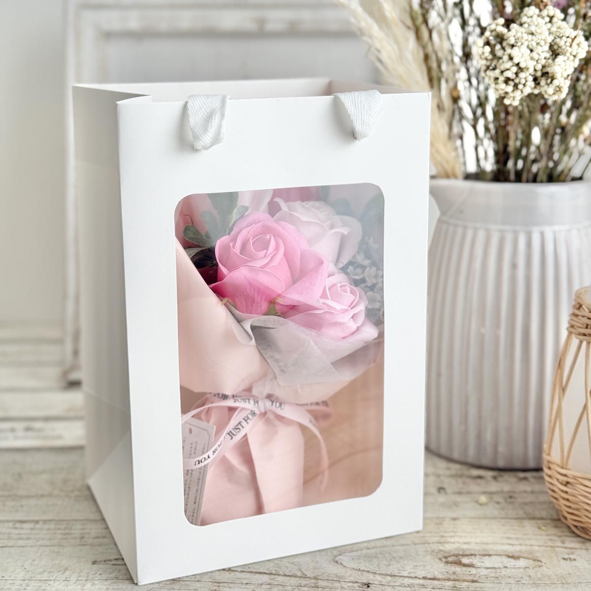 即日★【ソープフラワー】ポシュ5輪ブーケ ブルー/DMFDC4PH-00B