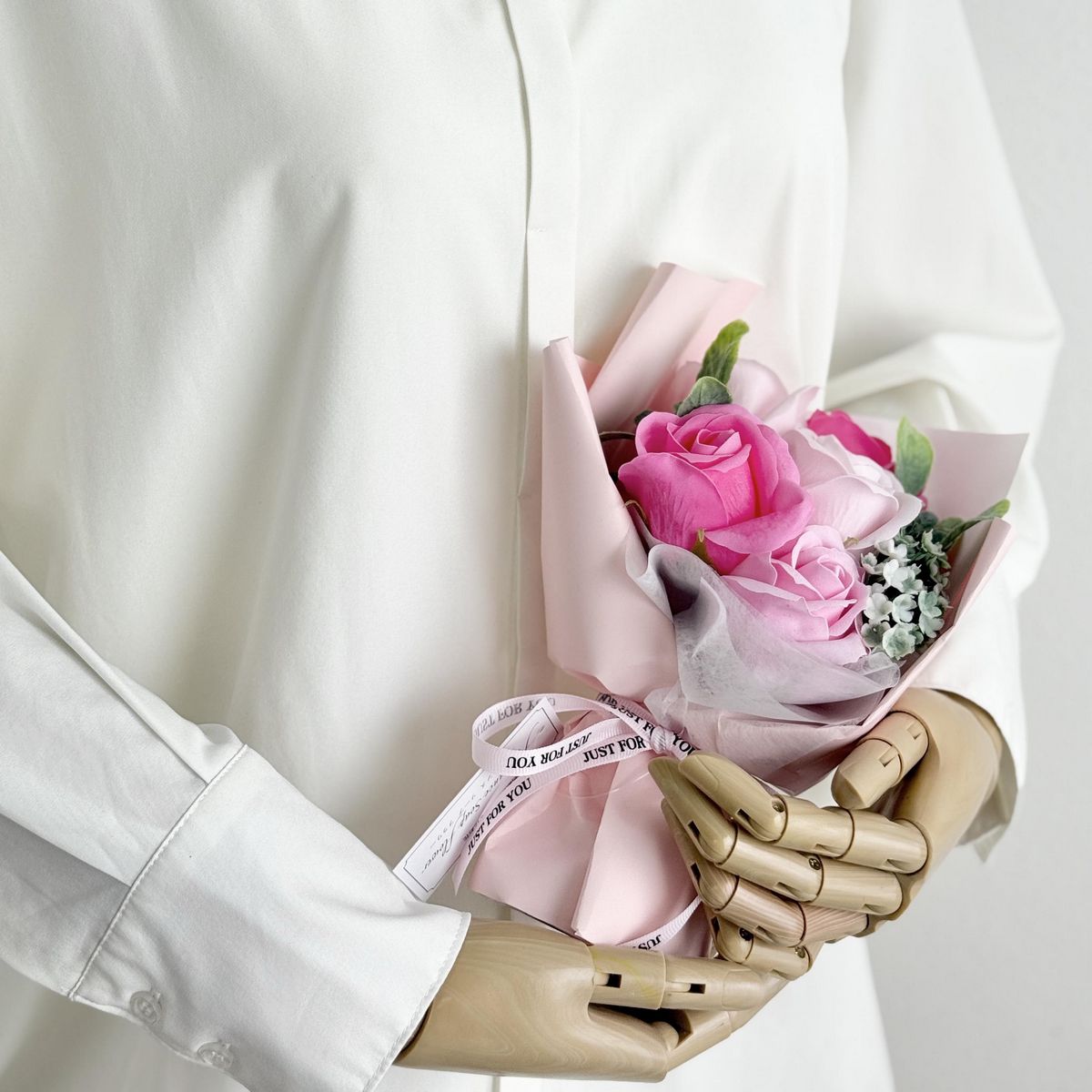 即日☆【ソープフラワー】ポシュ5輪ブーケ ブルー/DMFDC4PH-00B - 花材