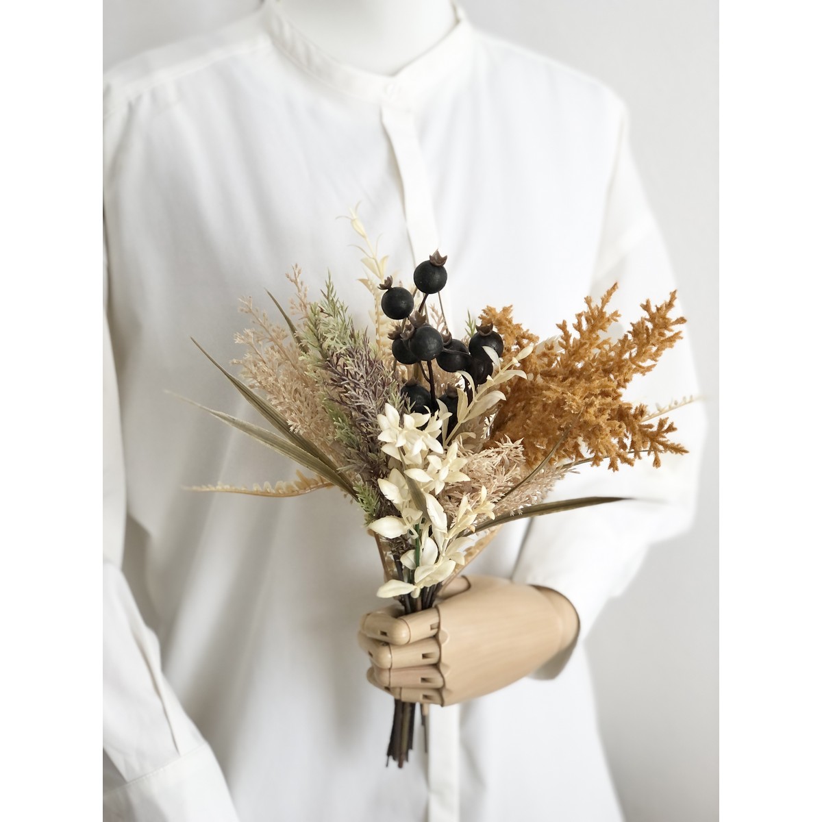 【造花】MAGIQ東京堂/ベリーグラミネブーケ BLK/BEIGE ブラックベージュ/FM001777