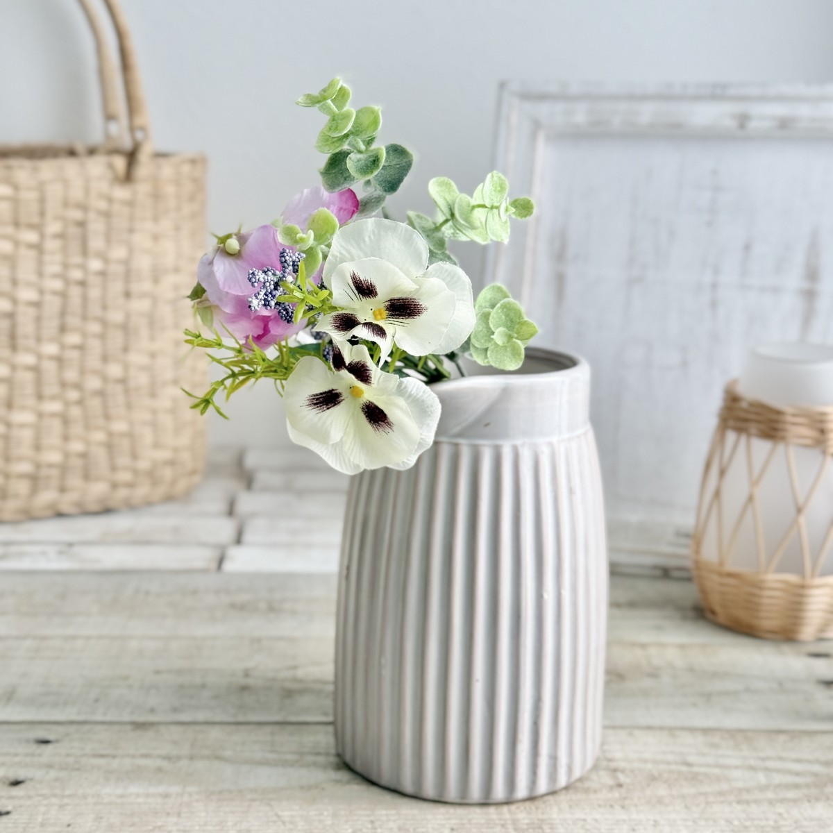 【造花】MAGIQ東京堂/パンジーミニブーケ #50 CR/LL クリームライラック/FM008331-050