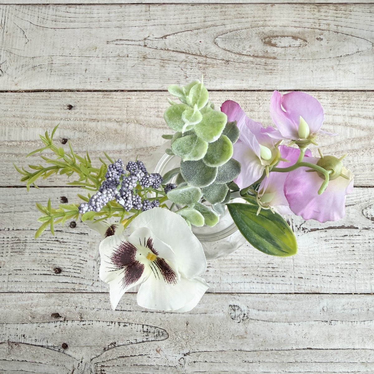 【造花】MAGIQ東京堂/パンジーミニブーケ #50 CR/LL クリームライラック/FM008331-050