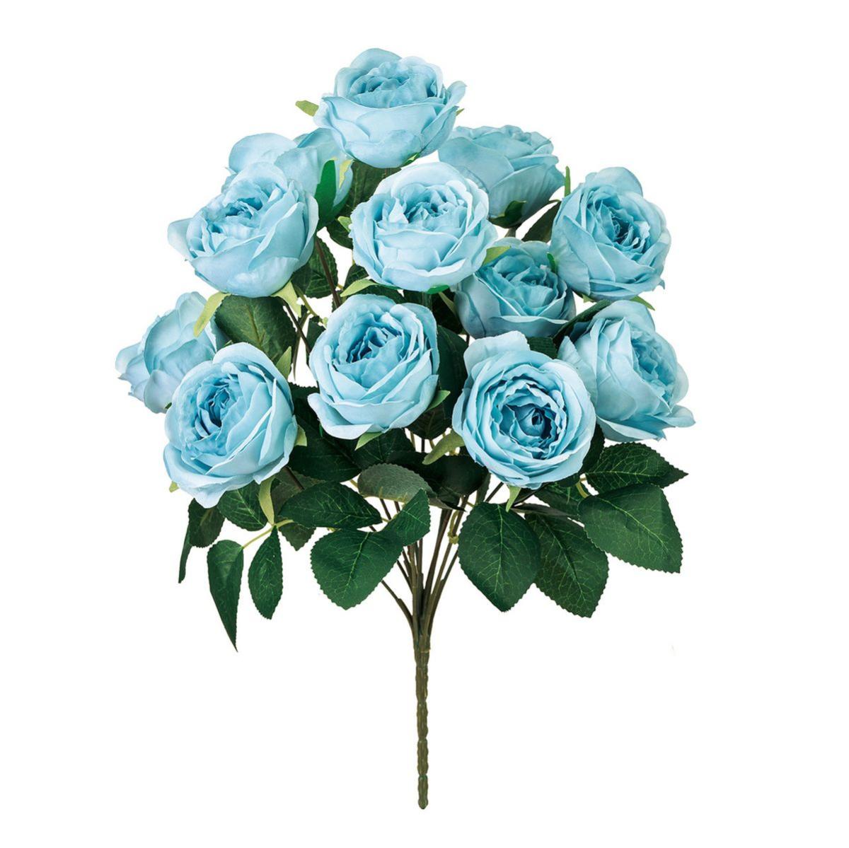 【造花】MAGIQ東京堂/ルシアローズブッシュ #5  LTBL ライトブルー/FM001617-005