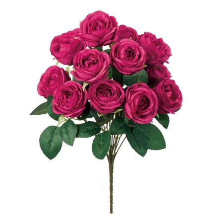 【造花】MAGIQ東京堂/ルシアローズブッシュ #16 DKBTY ダークビューティ/FM001617-016