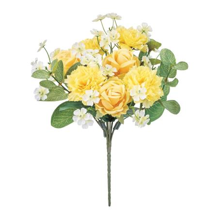 【造花】MAGIQ東京堂/パステルカーネローズブッシュ #4  YELLOW イエロー/FM000855-004