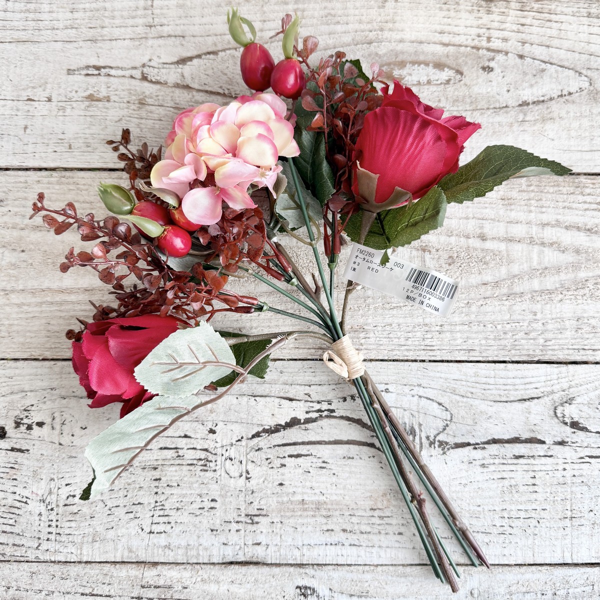 即日☆【造花】MAGIQ東京堂/オータムローズブーケ #3 RED レッド