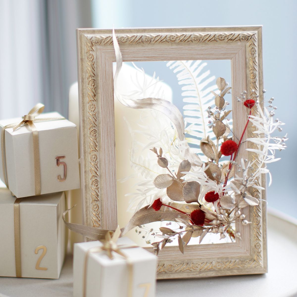 CraftieHome/大小2つの額縁で作るクリスマスのフレームリースキット/C-01-FLO-221101-MX