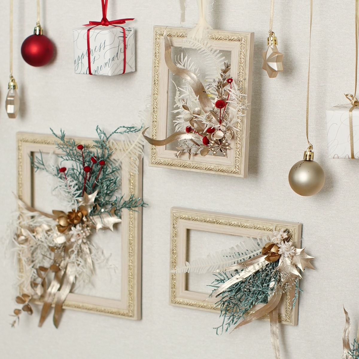 CraftieHome/大小2つの額縁で作るクリスマスのフレームリースキット/C-01-FLO-221101-MX