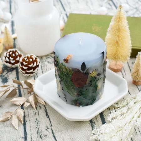 CraftieHome/聖なる夜のボタニカルキャンドル:フォレストグリーン/C-90-CAN-00301-GN