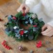 CraftieHome/森の贈りもの ユーカリとヒムロスギのリース:クリスマスレッド/C-90-FLO-00302-RD