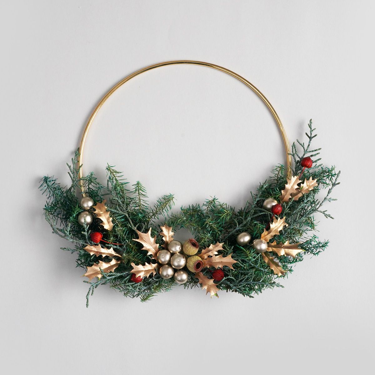 CraftieHome/ゴールドフープのクリスマスリースキット/C-01-FLO-221102-MX