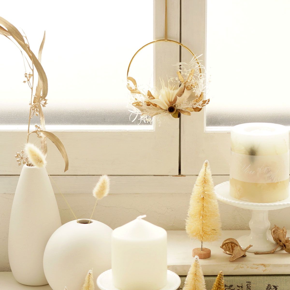 CraftieHome/ゴールドフープのクリスマスリースキット/C-01-FLO-221102-MX