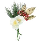 【造花】YDM/椿ミックスバンチ ホワイト/FS-5454W