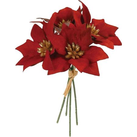 【造花】YDM/ベルベットポインセチアピック4P バーガンディー/FS-6341-BUR
