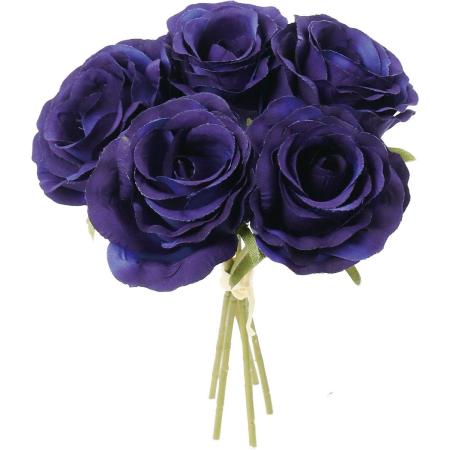 【造花】YDM/ローズバンドル×5 ブルー/FB-2642BLU