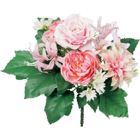 【造花】YDM/ローズアレンジブッシュM ピンク/FBC-8306P