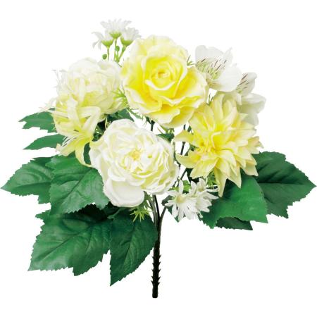 特価◎【造花】YDM/ローズアレンジブッシュM イエロー/FBC-8306Y