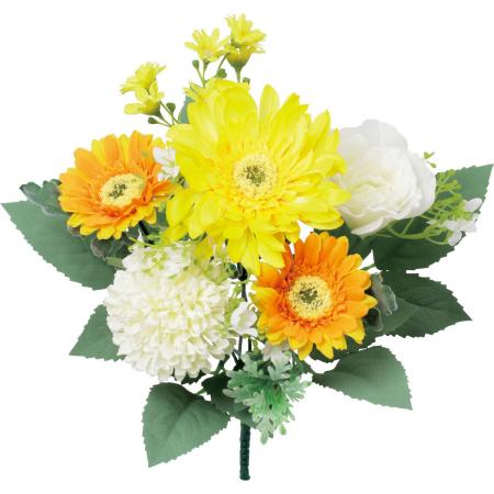 【造花】YDM/ガーベラアレンジブッシュM イエロー/FBC-8307Y