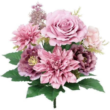 【造花】YDM/ローズアレンジブッシュL モーブ/FBC-8309MAV