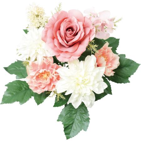 【造花】YDM/ローズアレンジブッシュL ピンク/FBC-8309P