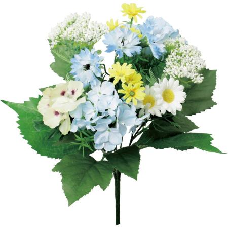 特価◎【造花】YDM/ガーデンフラワーアレンジブッシュL ブルー/FBC-8311BLU