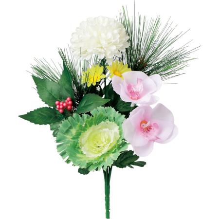 【造花】YDM/正月ハボタンブッシュ ホワイト/FS-5526W