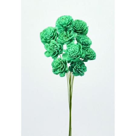 【ハンドメイドフラワー】大地農園/ソーラーローズ 小 10ホン コバルトグリーン/76-32081-761