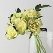 即日☆【造花】アスカ/ローズバンチ×5(1束6本) イエローグリーン