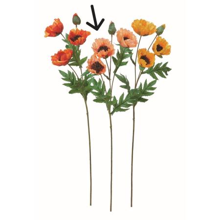 特価◎【造花】アスカ/ポピー×3 つぼみ×1 #030B ライトオレンジ/A-35443-30B