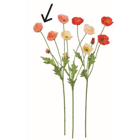 【造花】アスカ/ポピー×3 つぼみ×1 #014P サーモンピンク/A-35455-14P