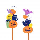 GREENHOUSE/HW木製プレートピック ハロウィンツムズ 2種×各6本/HW636S