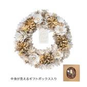 ★フラワーリース★ナチュラル雑貨 特価◎GREENHOUSE/CMナチュラルリースL スノーホワイトフラワー/CM1631