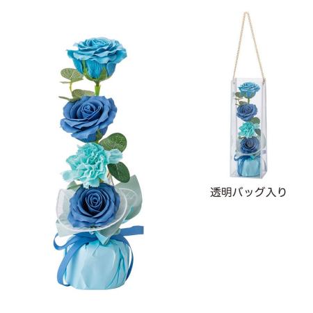 【ソープフラワー】GREENHOUSE/クリアラインバッグソープフラワー ブルー/5580-BL