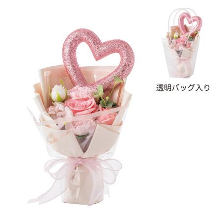 【ソープフラワー】GREENHOUSE/ビッグハートソープフラワーブーケ ライトピンク/5576-LP