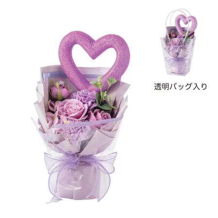 【ソープフラワー】GREENHOUSE/ビッグハートソープフラワーブーケ パープル/5576-PU