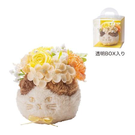 【ソープフラワー】GREENHOUSE/ふわふわネコポットソープフラワー イエロー/5573-YE