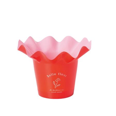 特価◎GREENHOUSE/フリルプラポット L レッド/5629-RD