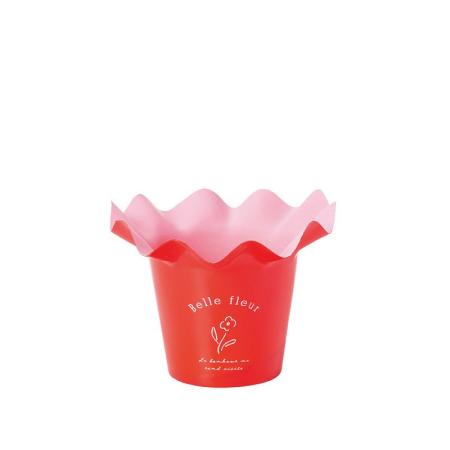 特価◎GREENHOUSE/フリルプラポット M レッド/5630-RD