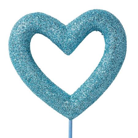 特価◎GREENHOUSE/グリッターハートピック L ブルー/5544-A-BL