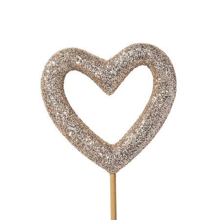 特価◎GREENHOUSE/グリッターハートピック M シャンパンゴールド/5544-B-CG