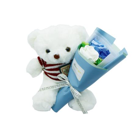 【ソープフラワー】アムール・デ・フルール/ラウルベア&ブーケ 窓付きBOX ブルー/AM26RBB