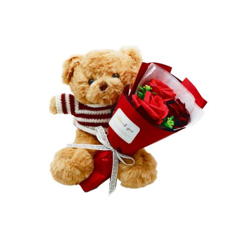 【ソープフラワー】アムール・デ・フルール/ラウルベア&ブーケ 窓付きBOX レッド/AM26RBR