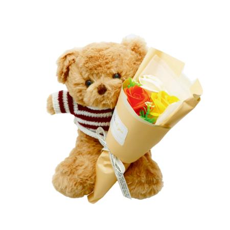 【ソープフラワー】アムール・デ・フルール/ラウルベア&ブーケ 窓付きBOX オレンジ/AM26RBO