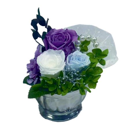 【ソープフラワー】アムール・デ・フルール/プリシルバー・ルーチェ3輪 ラベンダーホワイト/AM26L3L