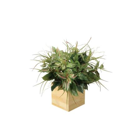 【直送】 【人工観葉植物】光の楽園/光触媒 ウッドボックスT/2635A165 ※返品・代引・キャンセル不可