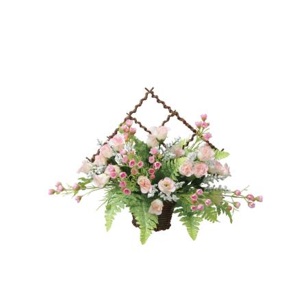 【直送】 【造花】光の楽園/光触媒 壁掛けミニローズP/2555R50 ※返品・代引・キャンセル不可