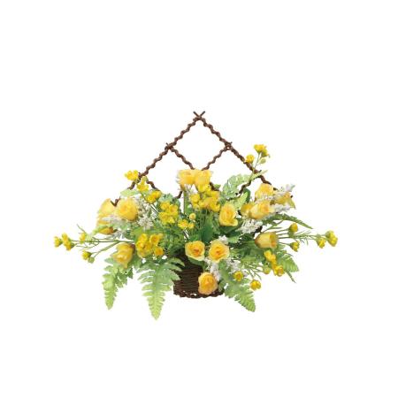 【直送】 【造花】光の楽園/光触媒 壁掛けミニローズY/2556R50 ※返品・代引・キャンセル不可