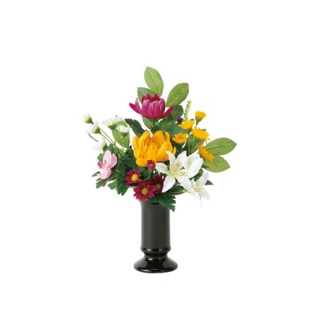 【直送】 【造花】光の楽園/光触媒 仏花小菊(器付)1個/2388R37N ※返品・代引・キャンセル不可